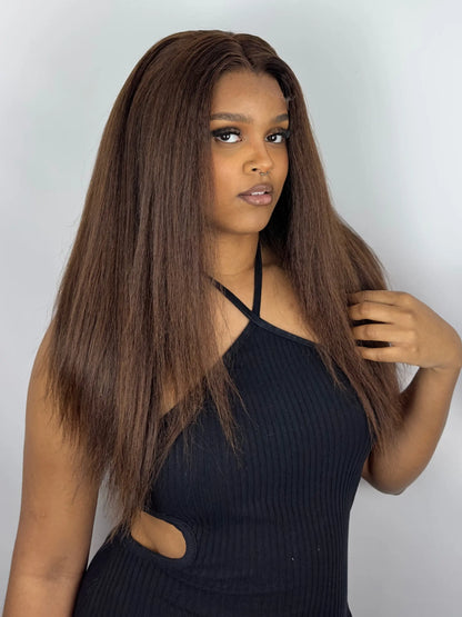 EVELYN · Kinky Straight · 13x4 HD Lace · Drawstring Glueless · 180% Density