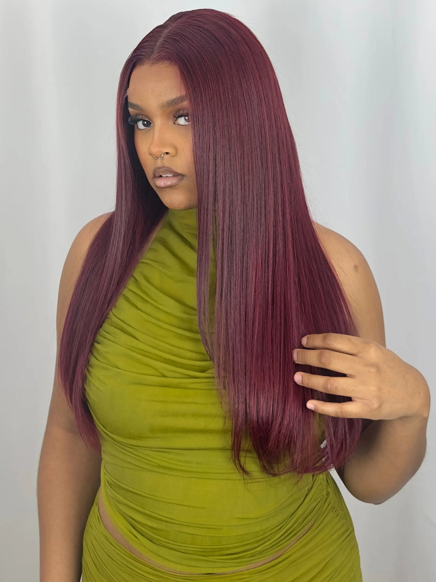 AMOUR · Burgundy · 5x5 HD Lace · Drawstring Glueless · 180% Density · 350 grams